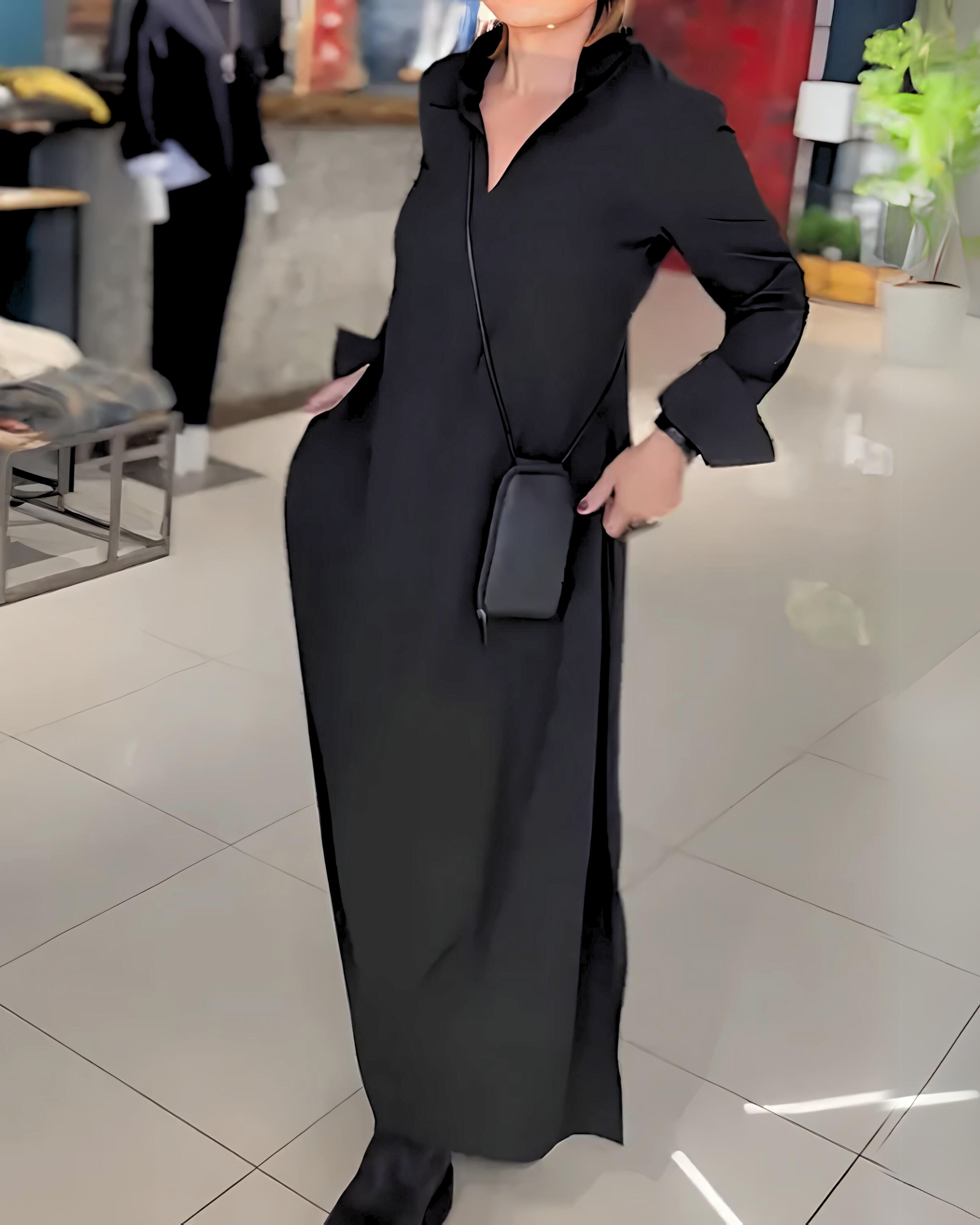EVA™ | ROBE AMPLE LANGE AVEC REVER ET FENTE LATÉRALE