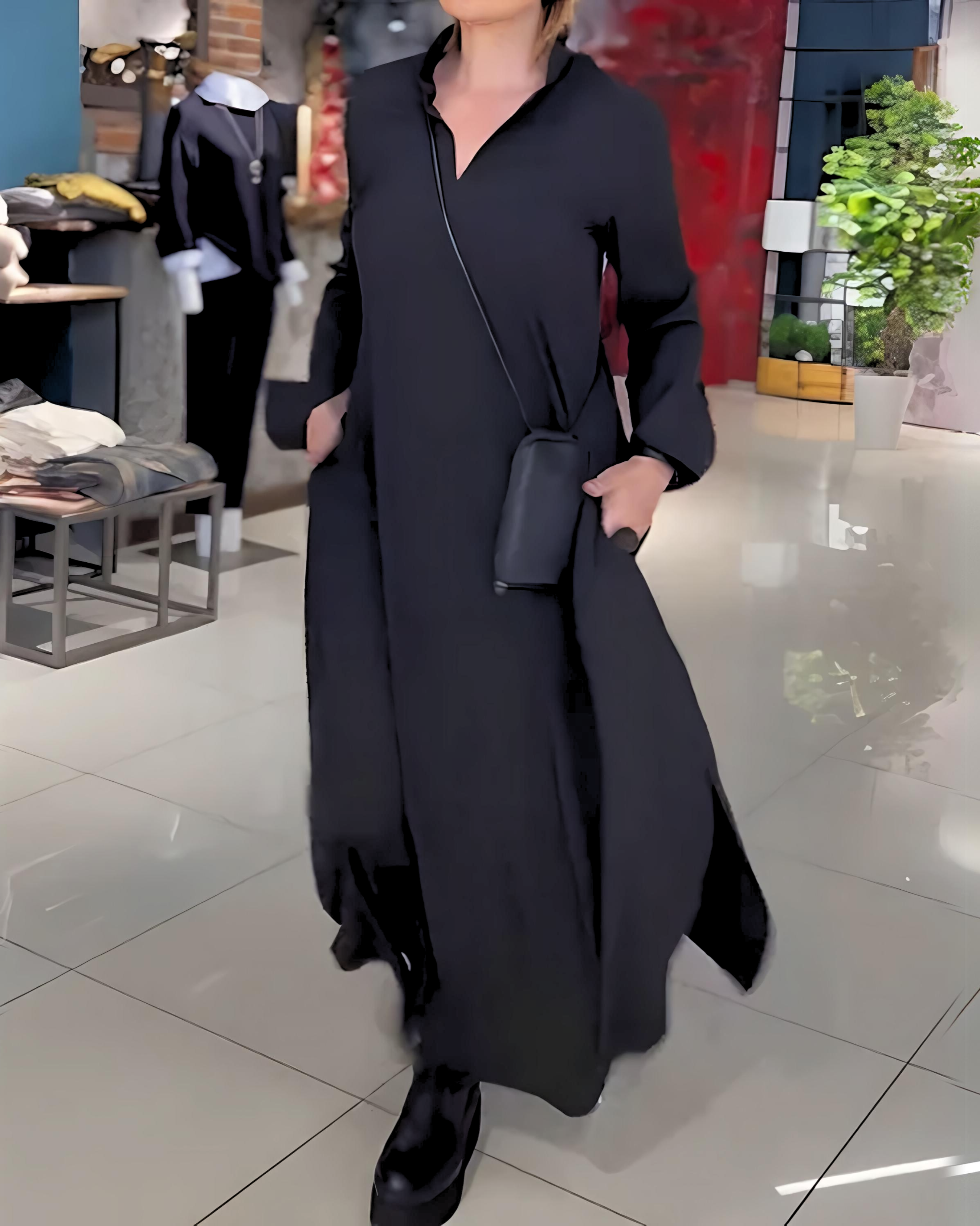 EVA™ | ROBE AMPLE LANGE AVEC REVER ET FENTE LATÉRALE