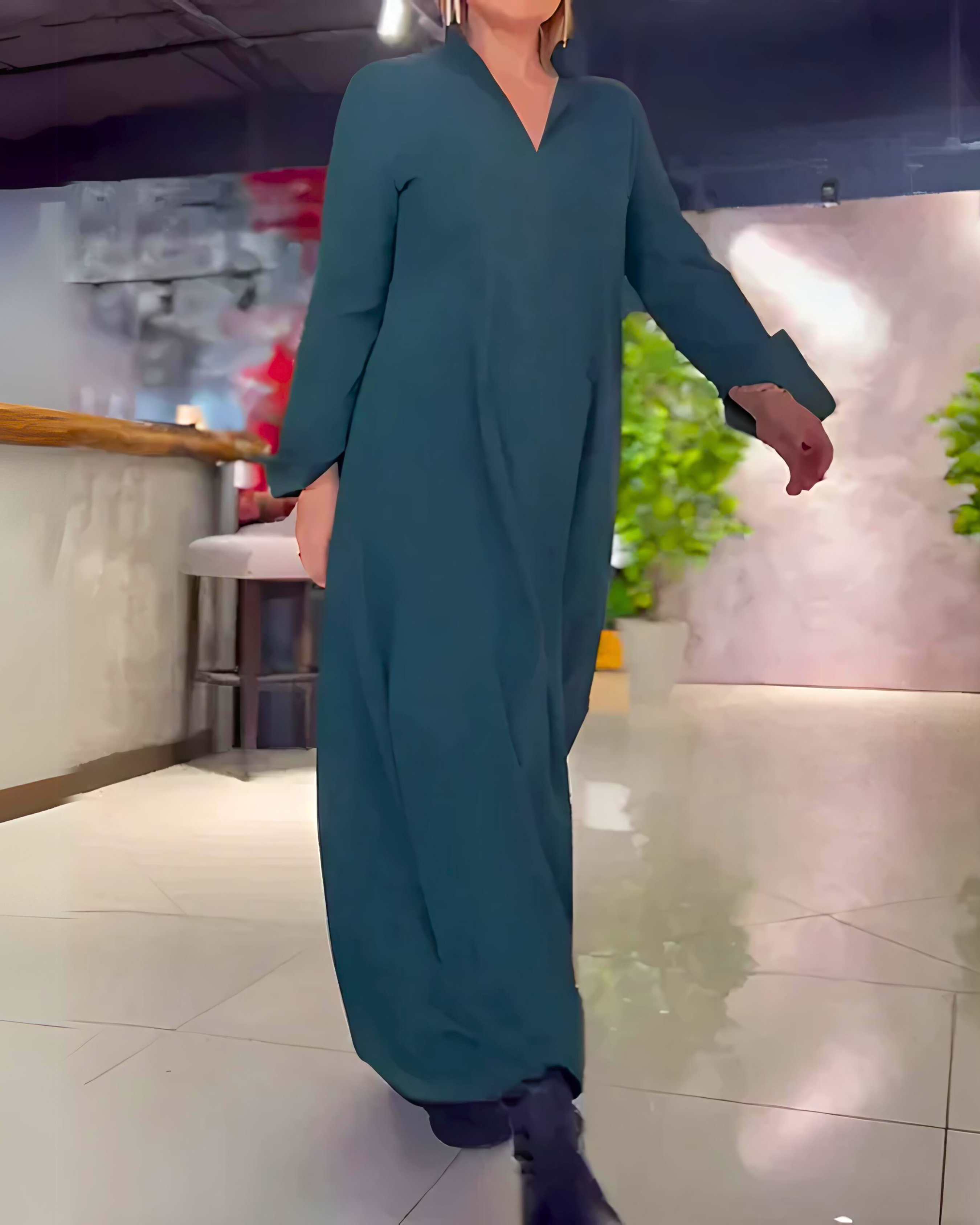 EVA™ | ROBE AMPLE LANGE AVEC REVER ET FENTE LATÉRALE