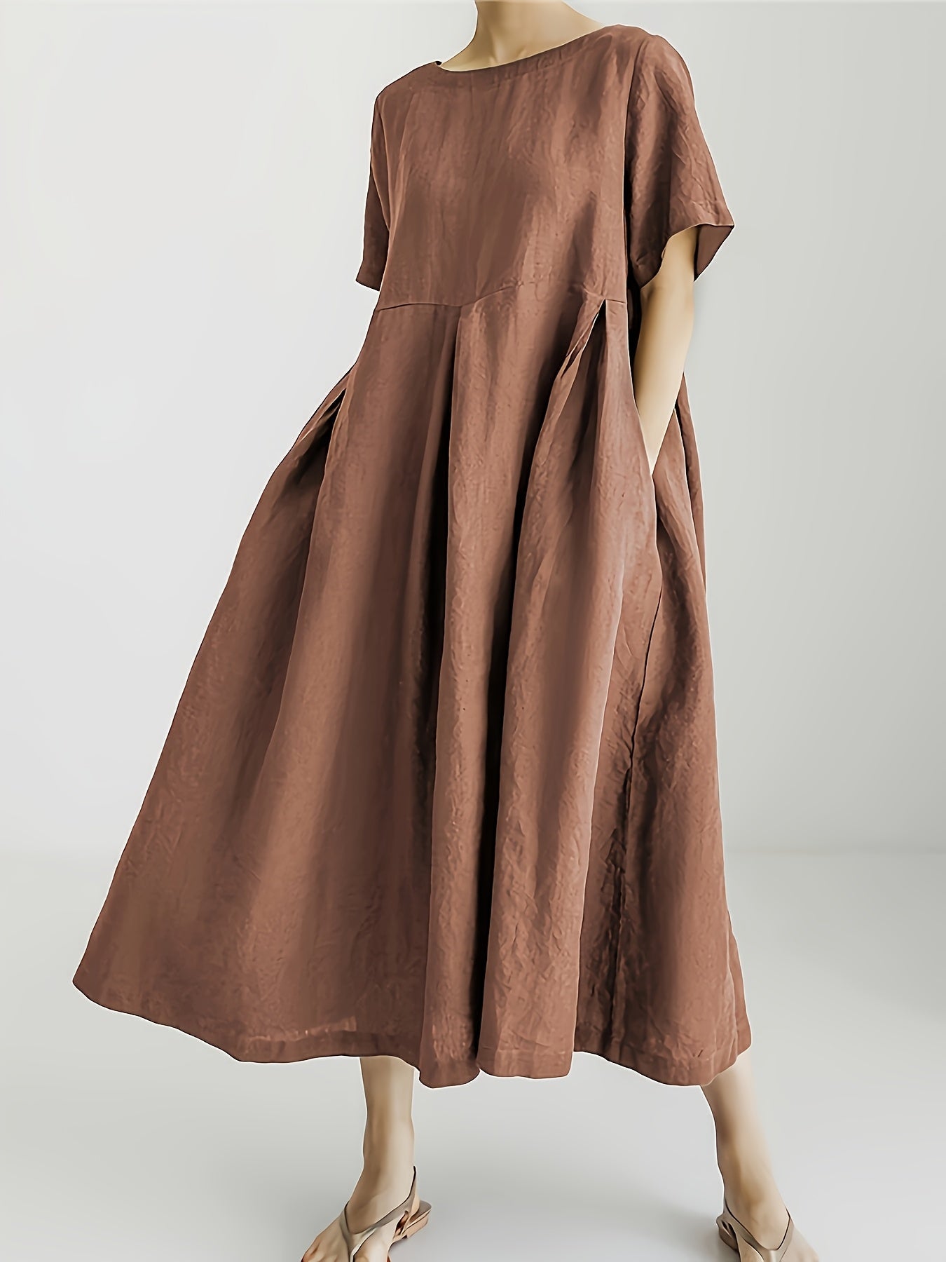Maison Regal™ | Élégance Juliette – Robe longue en lin avec manches courtes et coupe fluide