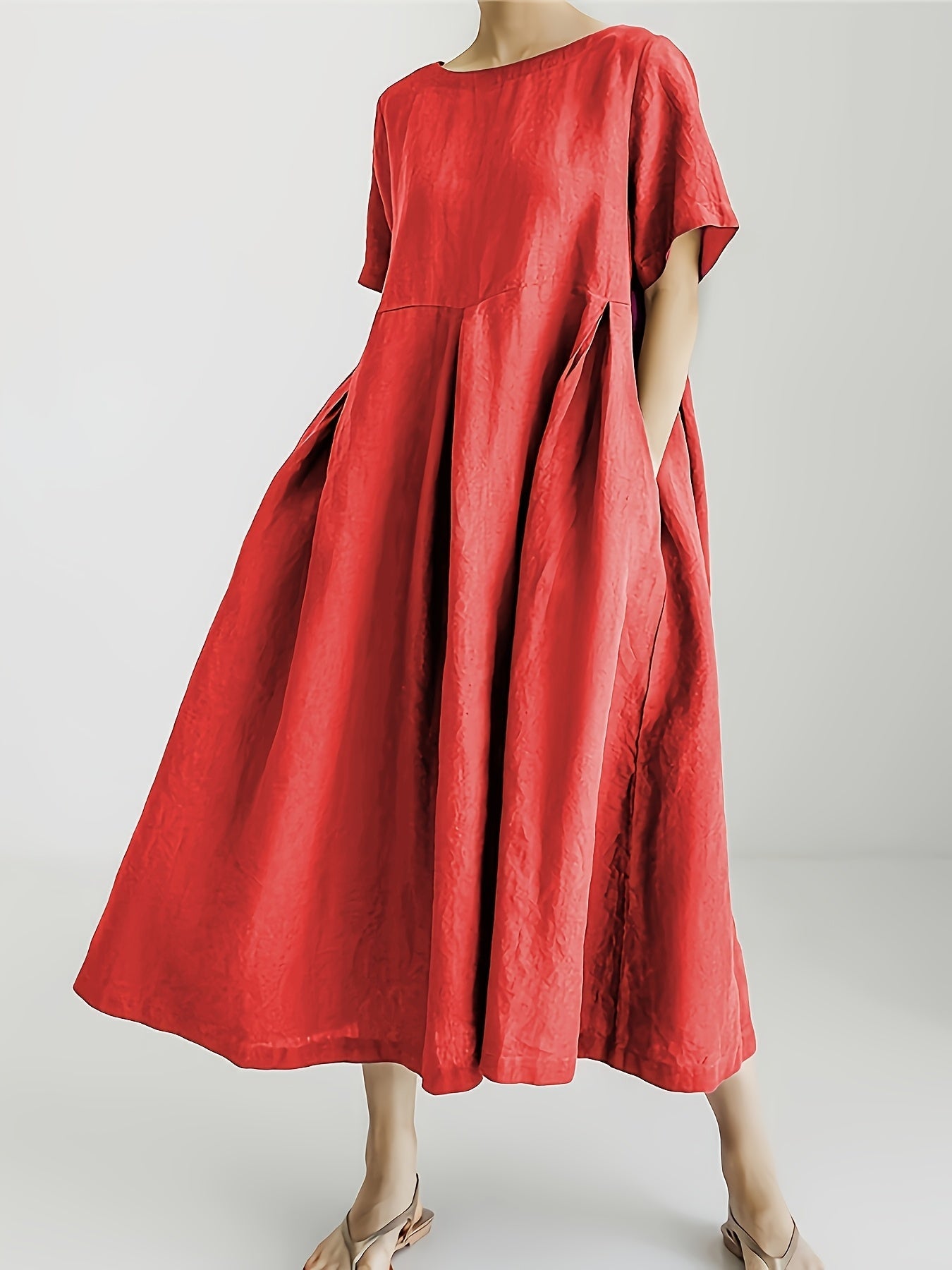 Maison Regal™ | Élégance Juliette – Robe longue en lin avec manches courtes et coupe fluide