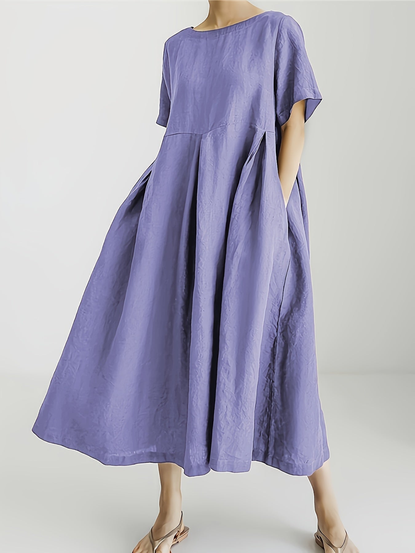 Maison Regal™ | Élégance Juliette – Robe longue en lin avec manches courtes et coupe fluide
