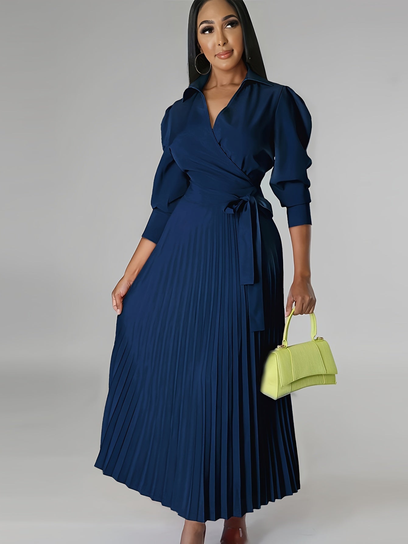 Maison Regal™ | Margeaux - Robe élégante plissée à col en V noué