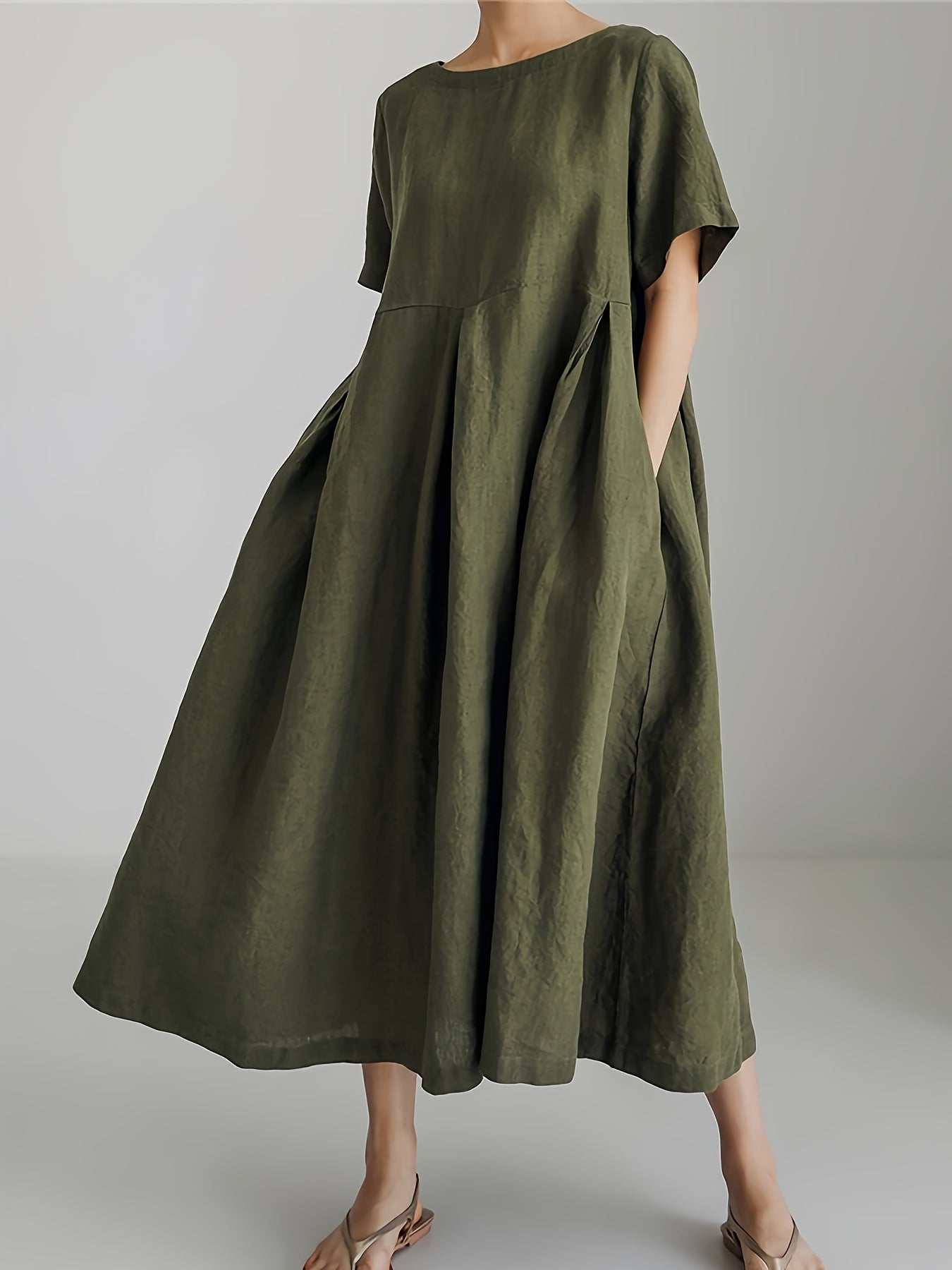 Maison Regal™ | Élégance Juliette – Robe longue en lin avec manches courtes et coupe fluide