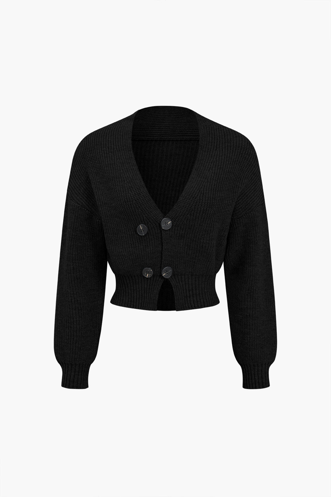 Le Charme™ Ensemble Tricot Uni : Haut Boutonné à Col V et Jupe Mini