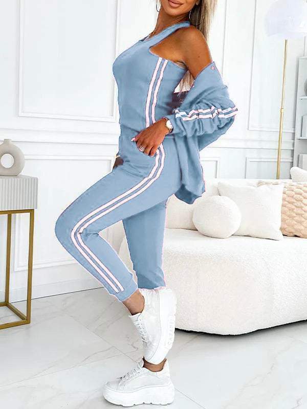 Le Charme™ | Ensemble trois pièces pour femmes avec veste de baseball et pantalon.