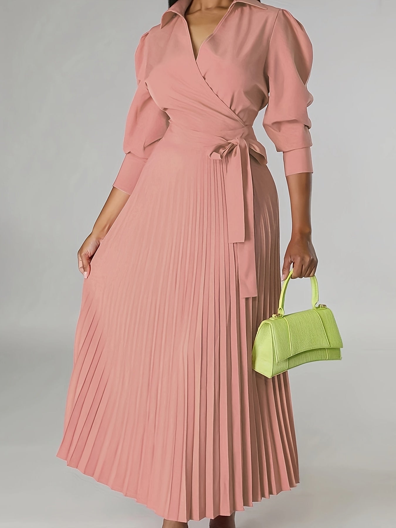 Maison Regal™ | Margeaux - Robe élégante plissée à col en V noué