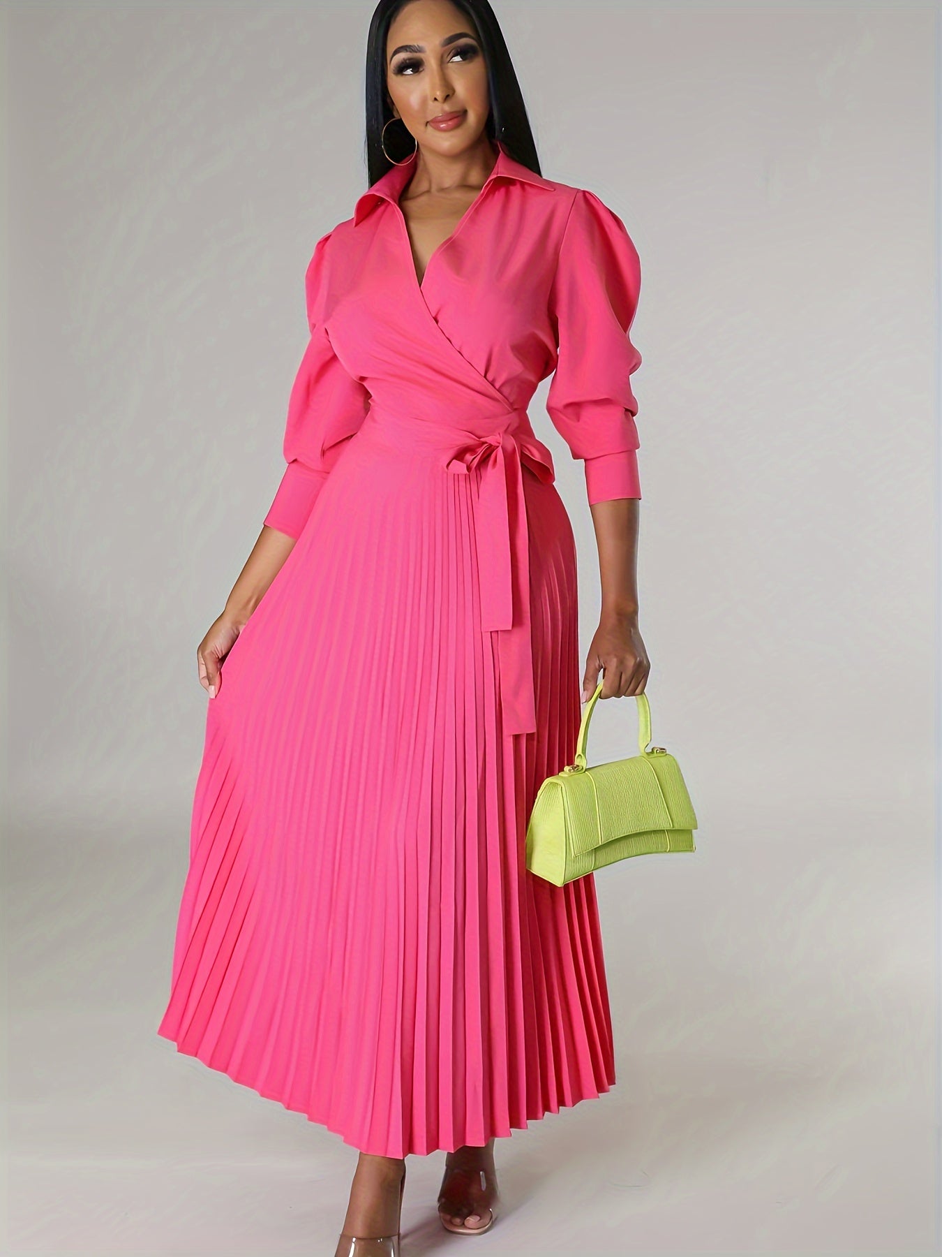 Maison Regal™ | Margeaux - Robe élégante plissée à col en V noué