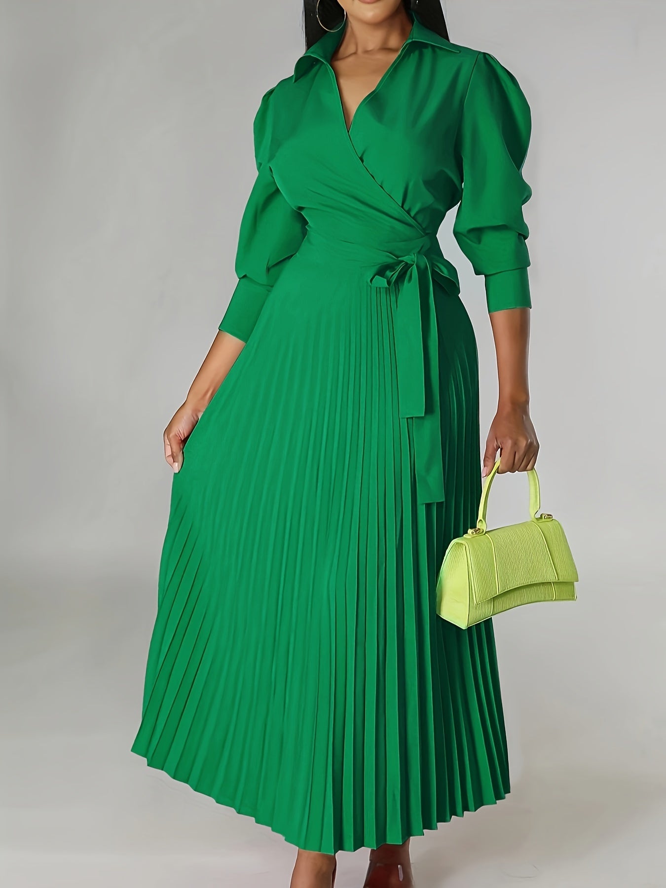 Maison Regal™ | Margeaux - Robe élégante plissée à col en V noué
