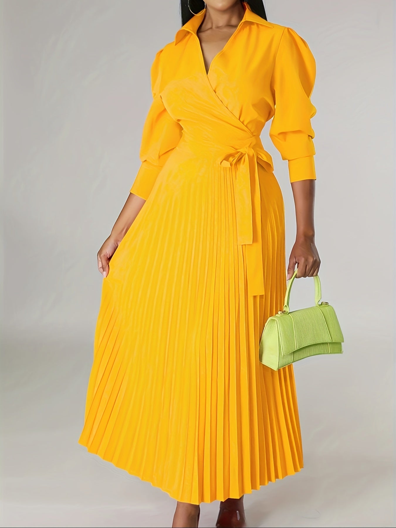 Maison Regal™ | Margeaux - Robe élégante plissée à col en V noué