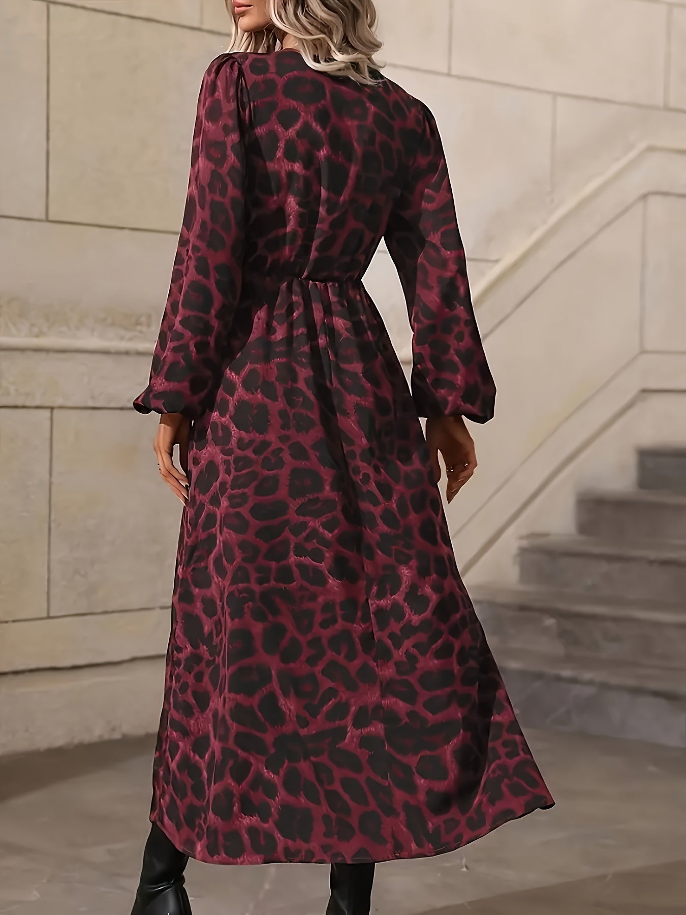 Maison Regal™ | Élégance Juliette – Robe Longue Fluide à Imprimé Léopard