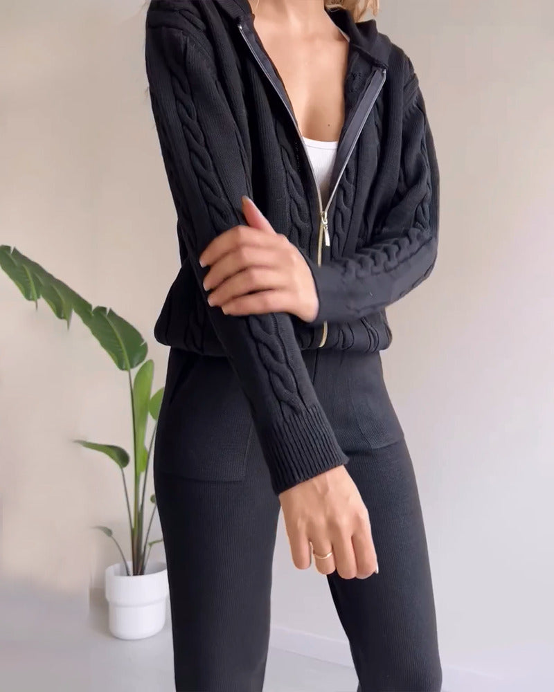 Le Charme™ | Ensemble deux pièces décontracté en jacquard torsadé