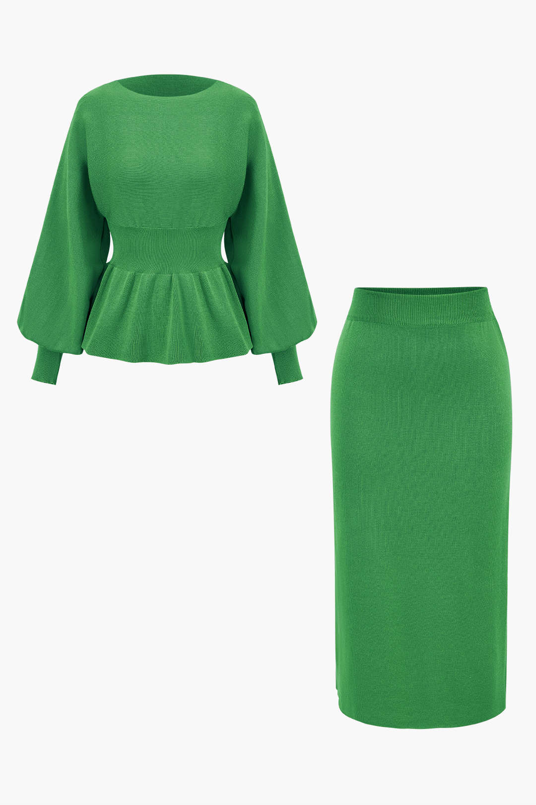 Le Charme™ | Ensemble Tricot : Haut à Manches Gigot et Jupe