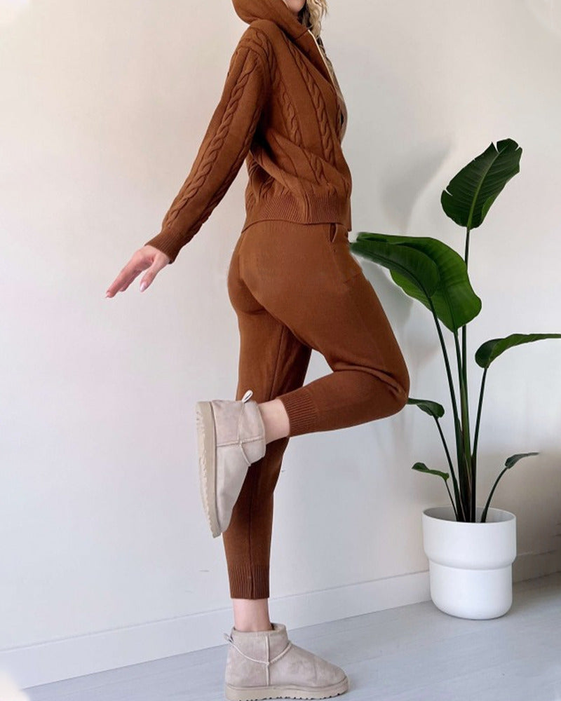 Le Charme™ | Ensemble deux pièces décontracté en jacquard torsadé