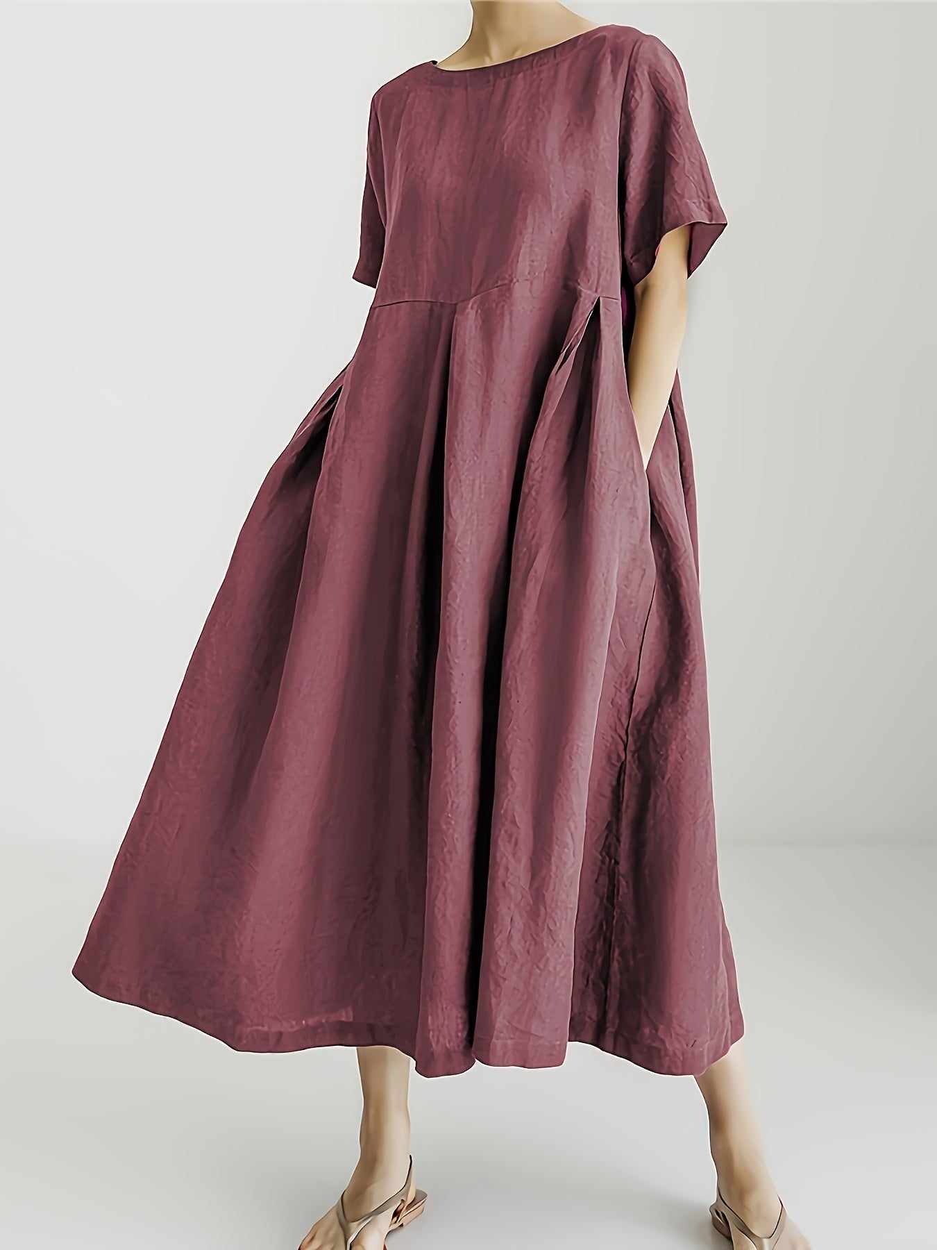 Maison Regal™ | Élégance Juliette – Robe longue en lin avec manches courtes et coupe fluide