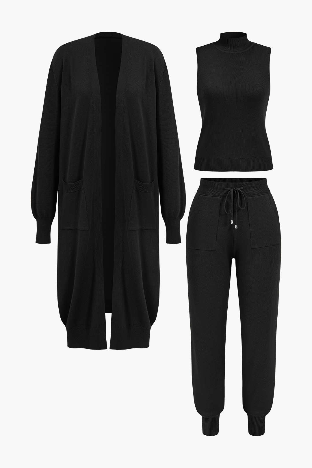 Le Charme™ Ensemble 3 Pièces avec Pantalon et Pull à Poches