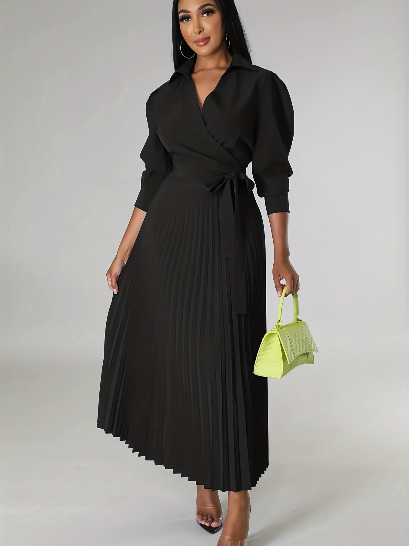 Maison Regal™ | Margeaux - Robe élégante plissée à col en V noué