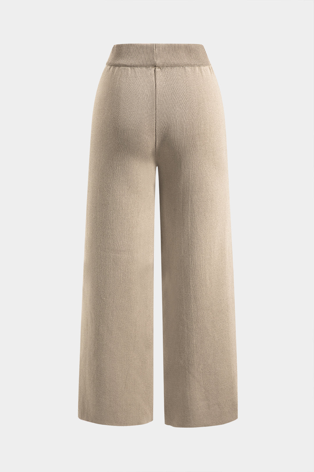 Le Charme™ Ensemble Tricoté : Haut Boutonné avec Poches et Pantalon Large Plissé