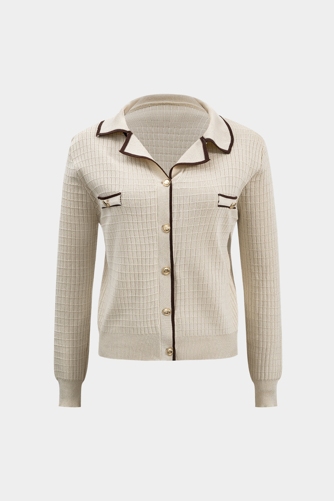Le Charme™ Ensemble Tricot Métallique : Haut à Boutons et Jupe