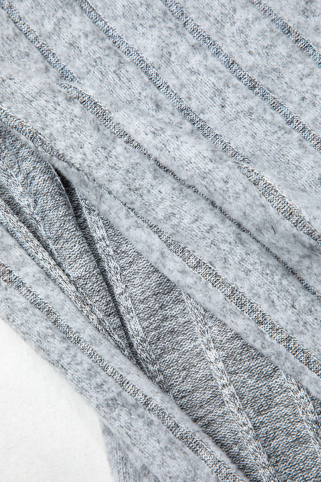 Le Charme™ Ensemble Tricot Côtelé : Haut à Manches Longues et Jupe Fendue