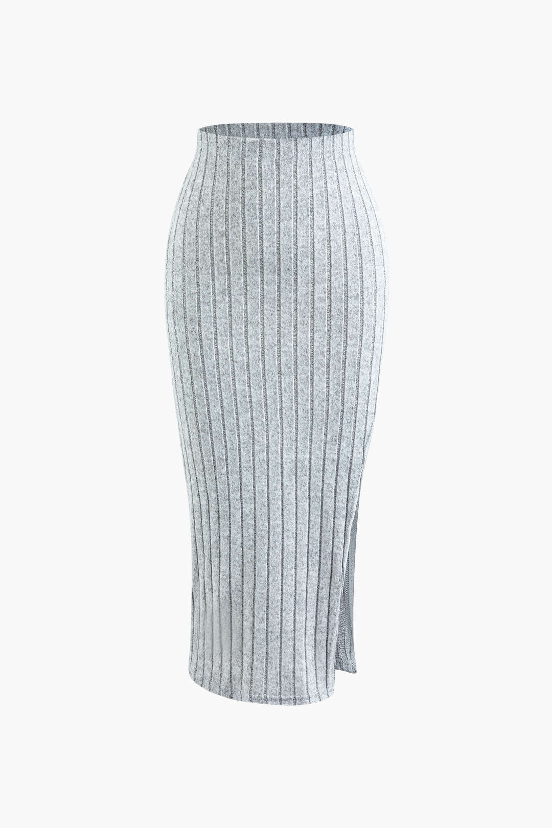 Le Charme™ Ensemble Tricot Côtelé : Haut à Manches Longues et Jupe Fendue