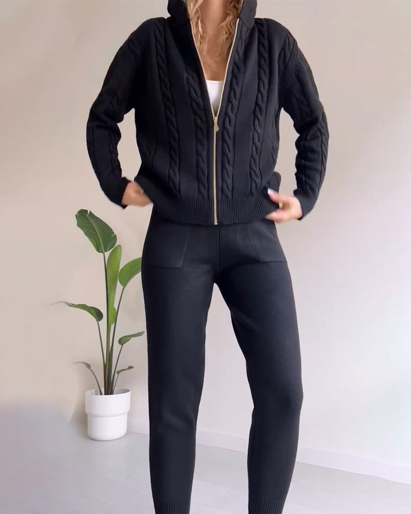 Le Charme™ | Ensemble deux pièces décontracté en jacquard torsadé