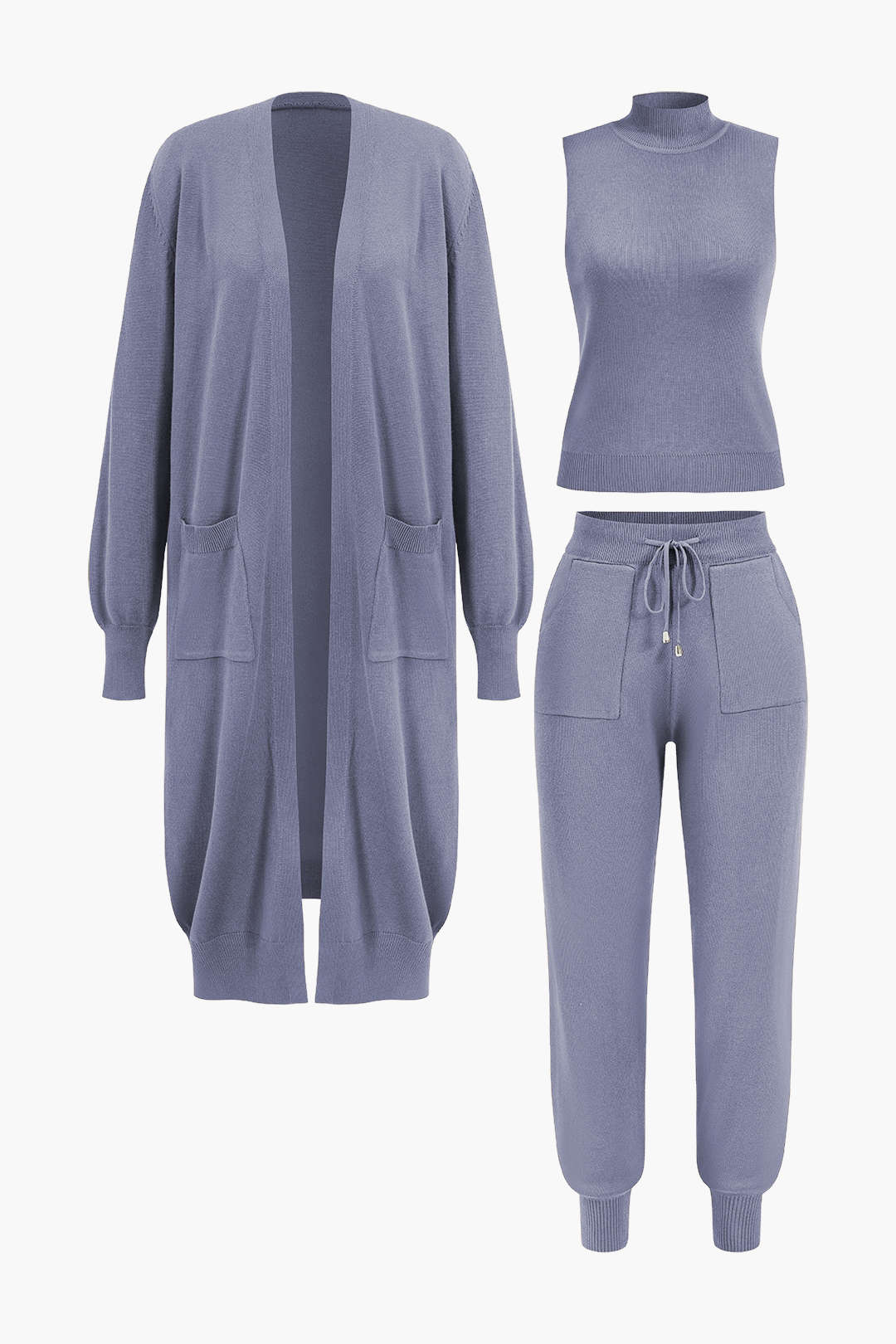 Le Charme™ Ensemble 3 Pièces avec Pantalon et Pull à Poches