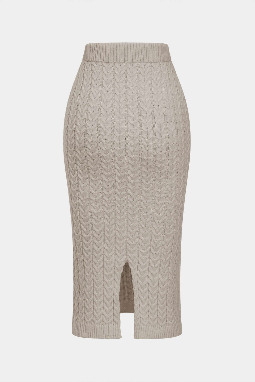 Le Charme™ Ensemble Tricot Uni : Haut à Manches Longues et Jupe Fendue