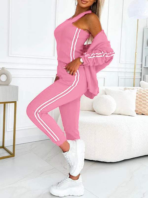 Le Charme™ | Ensemble trois pièces pour femmes avec veste de baseball et pantalon.