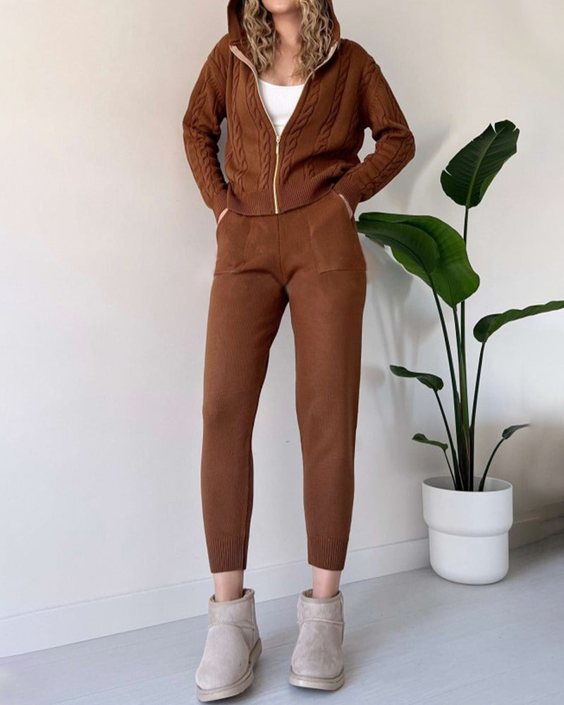 Le Charme™ | Ensemble deux pièces décontracté en jacquard torsadé