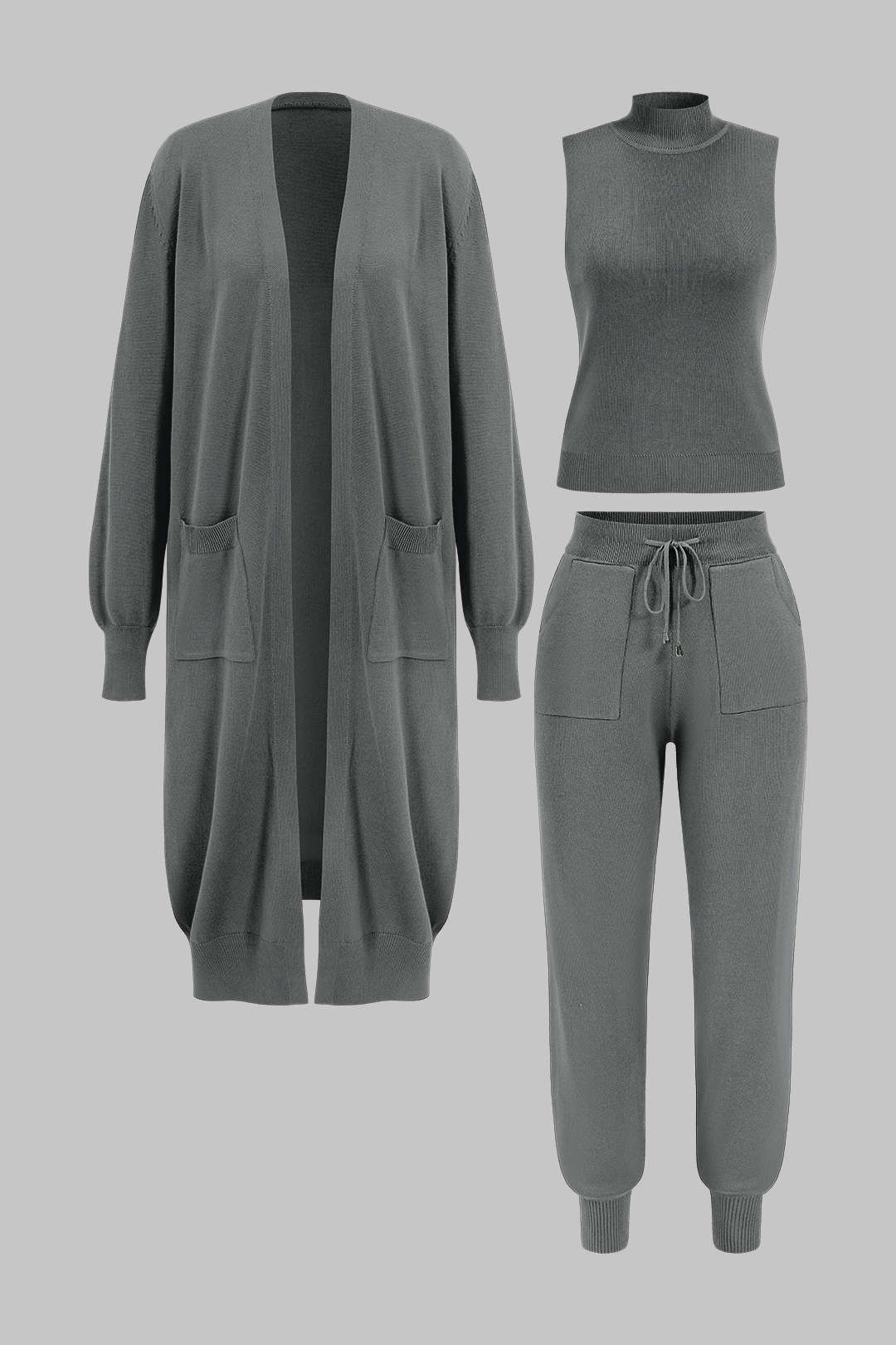 Le Charme™ Ensemble 3 Pièces avec Pantalon et Pull à Poches