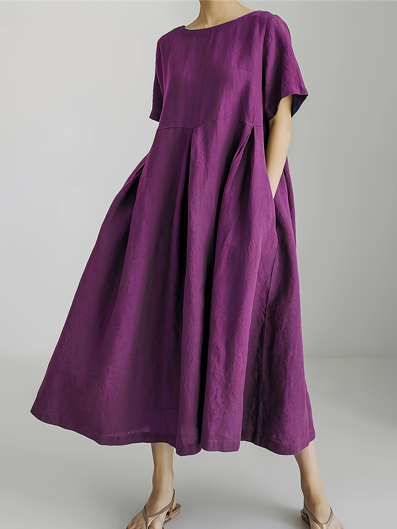 Maison Regal™ | Élégance Juliette – Robe longue en lin avec manches courtes et coupe fluide