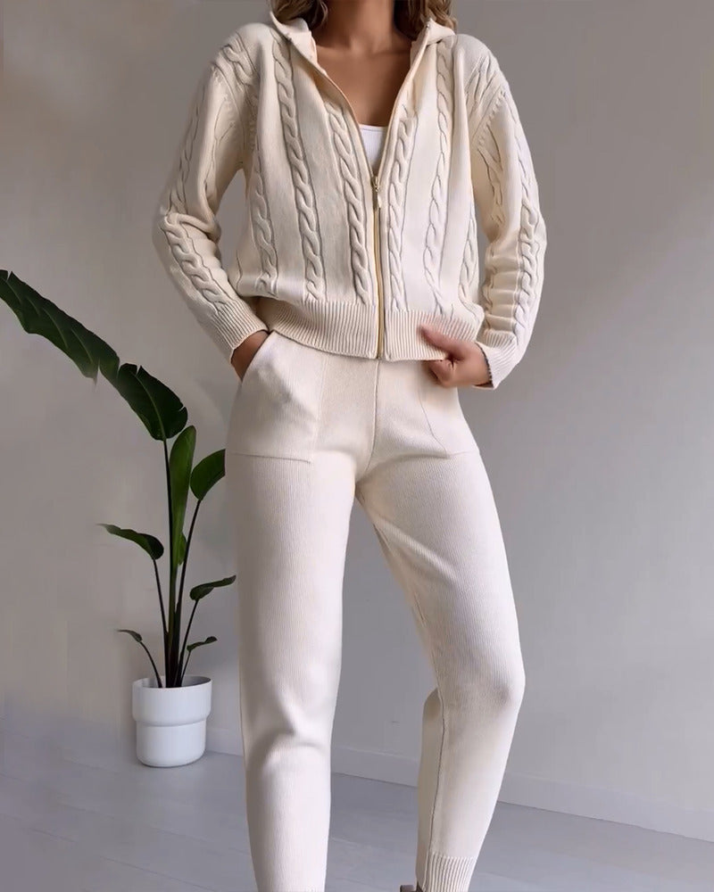 Le Charme™ | Ensemble deux pièces décontracté en jacquard torsadé