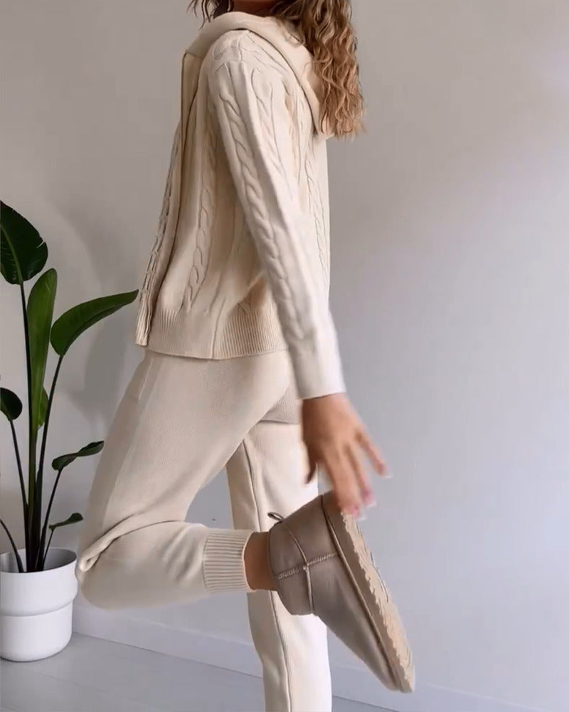 Le Charme™ | Ensemble deux pièces décontracté en jacquard torsadé