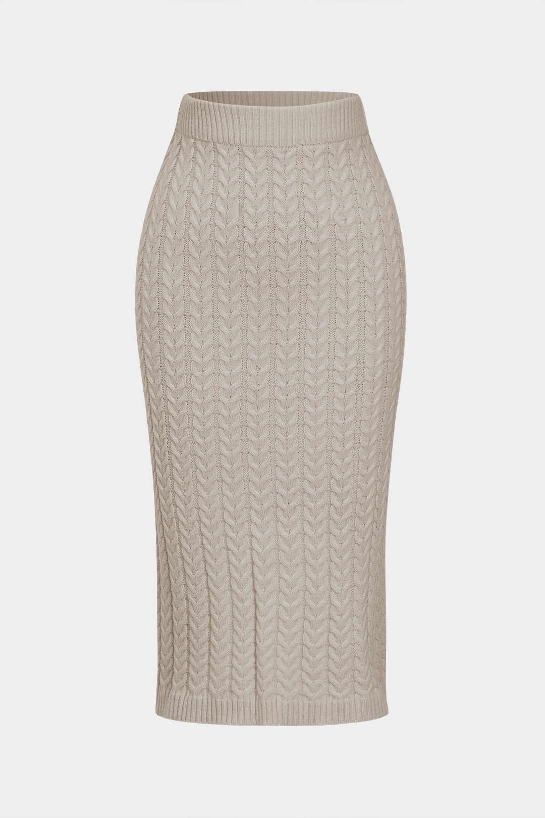 Le Charme™ Ensemble Tricot Uni : Haut à Manches Longues et Jupe Fendue