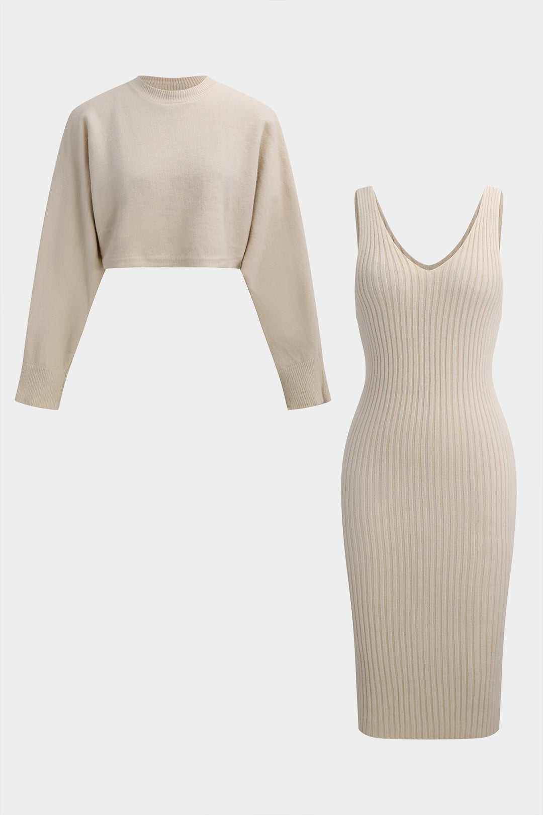 Le Charme™ Ensemble Pull : Haut à Manches Longues et Robe
