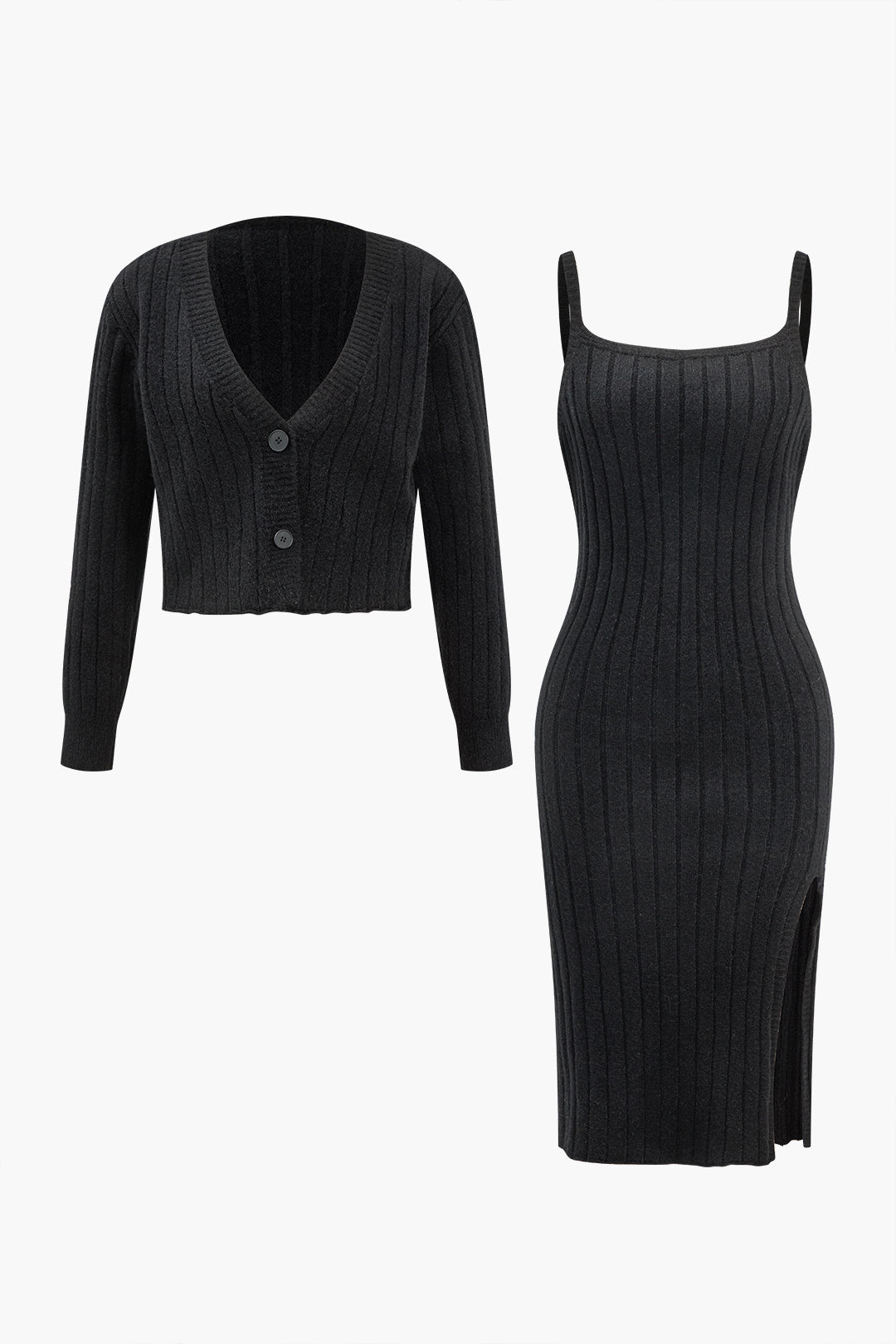 Le Charme™ Ensemble : Cardigan à Col V et Robe Slip