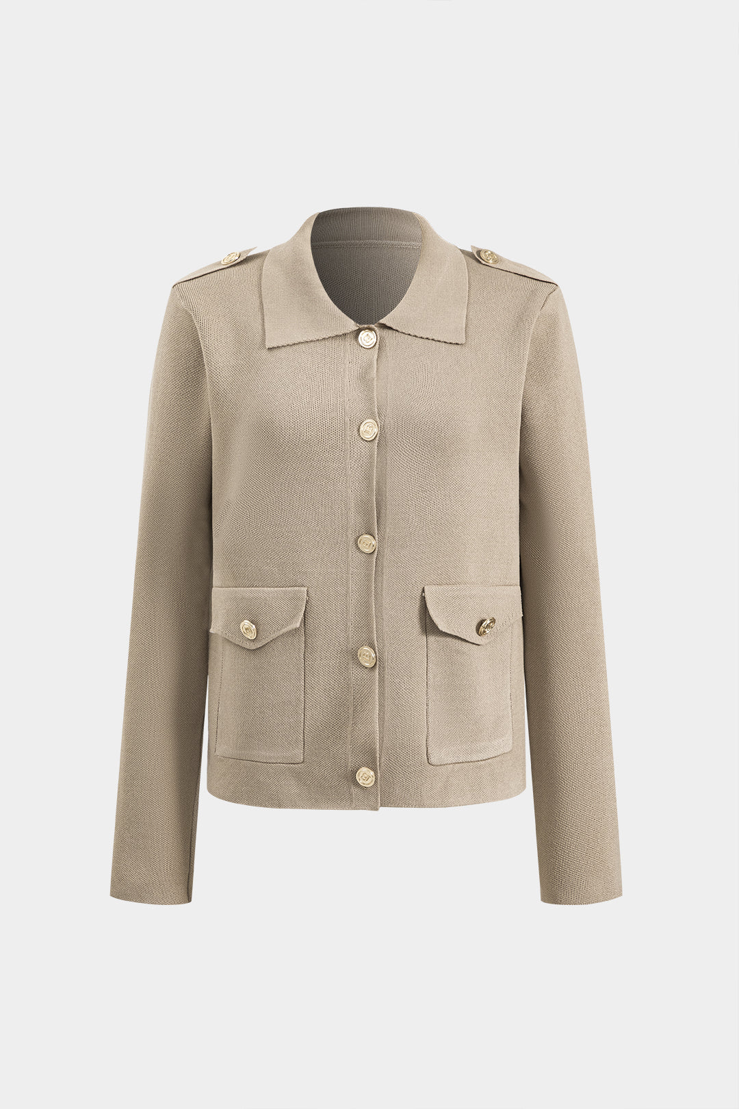 Le Charme™ Ensemble Tricoté : Haut Boutonné avec Poches et Pantalon Large Plissé