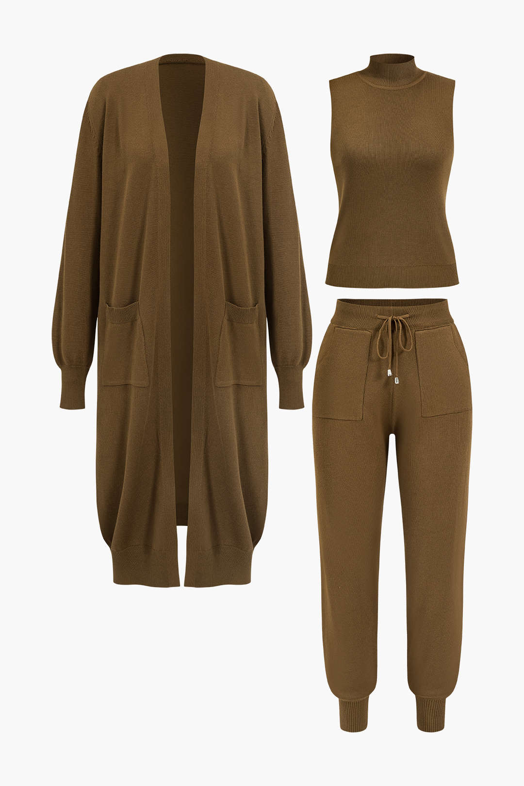 Le Charme™ Ensemble 3 Pièces avec Pantalon et Pull à Poches