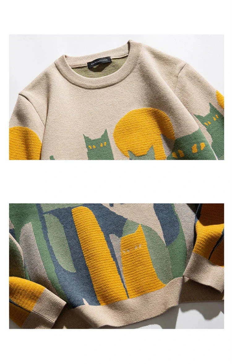 KATZE™ | SWEAT À COL ROND CHAT LUMIÈRE DE LUNE