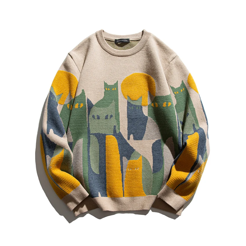 KATZE™ | SWEAT À COL ROND CHAT LUMIÈRE DE LUNE