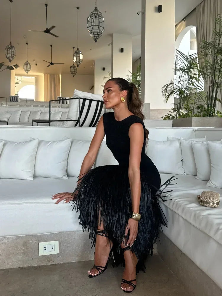 ALINE™ | ROBE LONGUE AVEC FRANGES