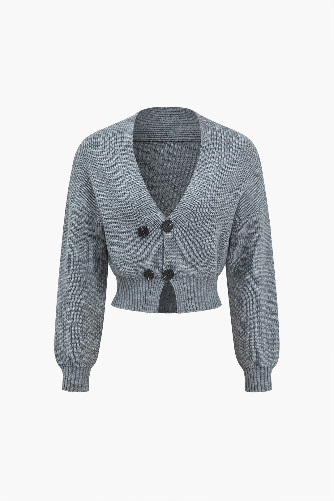 Le Charme™ Ensemble Tricot Uni : Haut Boutonné à Col V et Jupe Mini