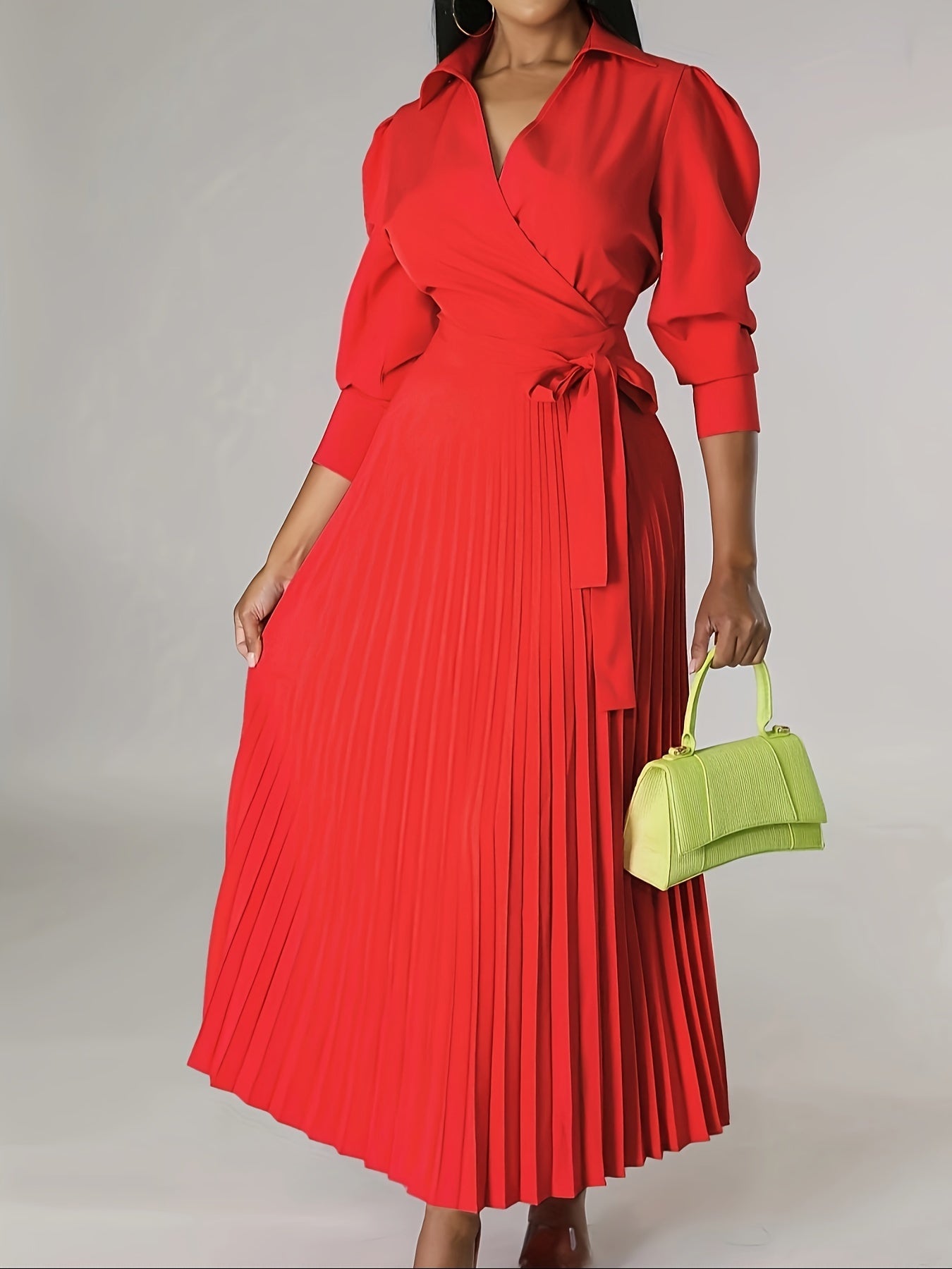 Maison Regal™ | Margeaux - Robe élégante plissée à col en V noué